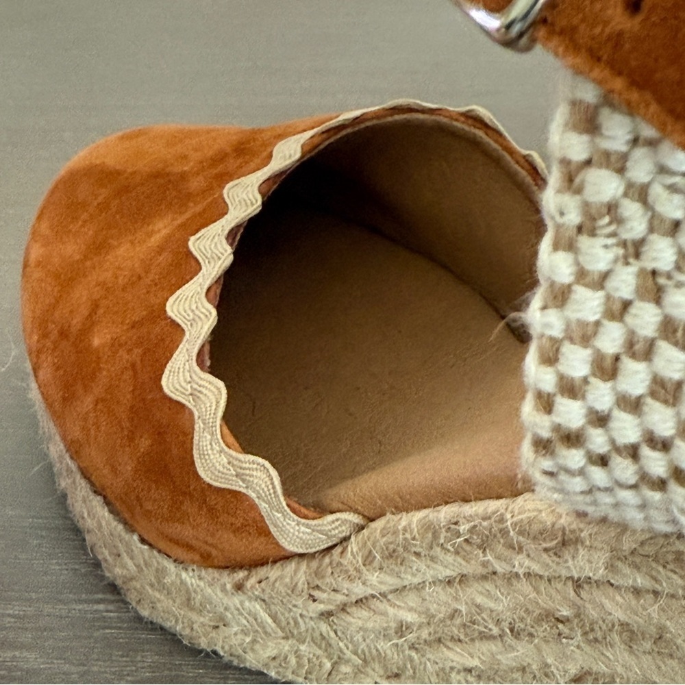 Paseart Women’s Beige Suede Espadrille Shoes Sz 8.5 (Euro 39) Wedge Ankle Strap - Picture 9 of 11